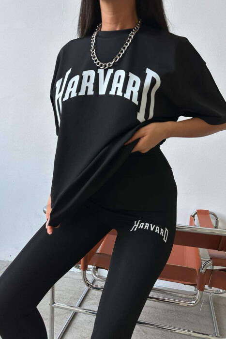 HARVARD ELASTIC T-SHIRT+LEGGINGS WOMEN SET BLACK/ E ZEZE - 4