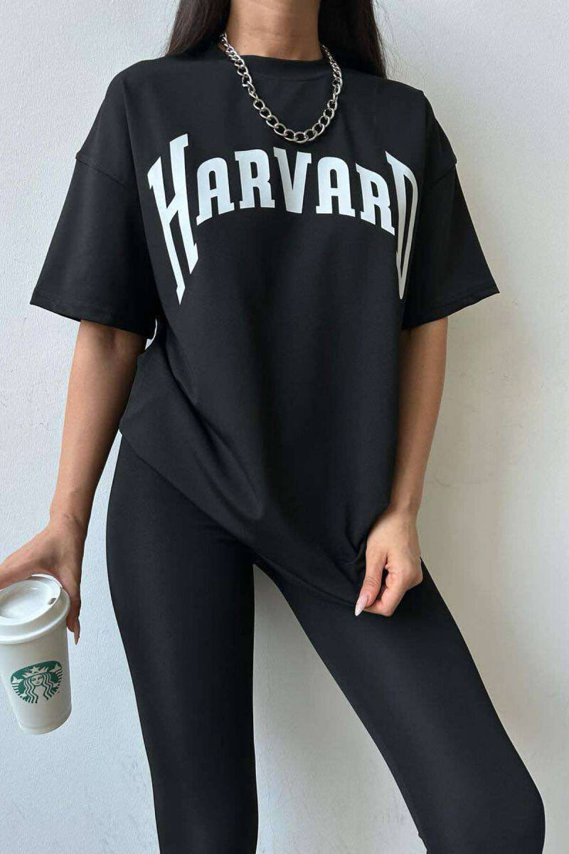 HARVARD ELASTIC T-SHIRT+LEGGINGS WOMEN SET BLACK/ E ZEZE - 5