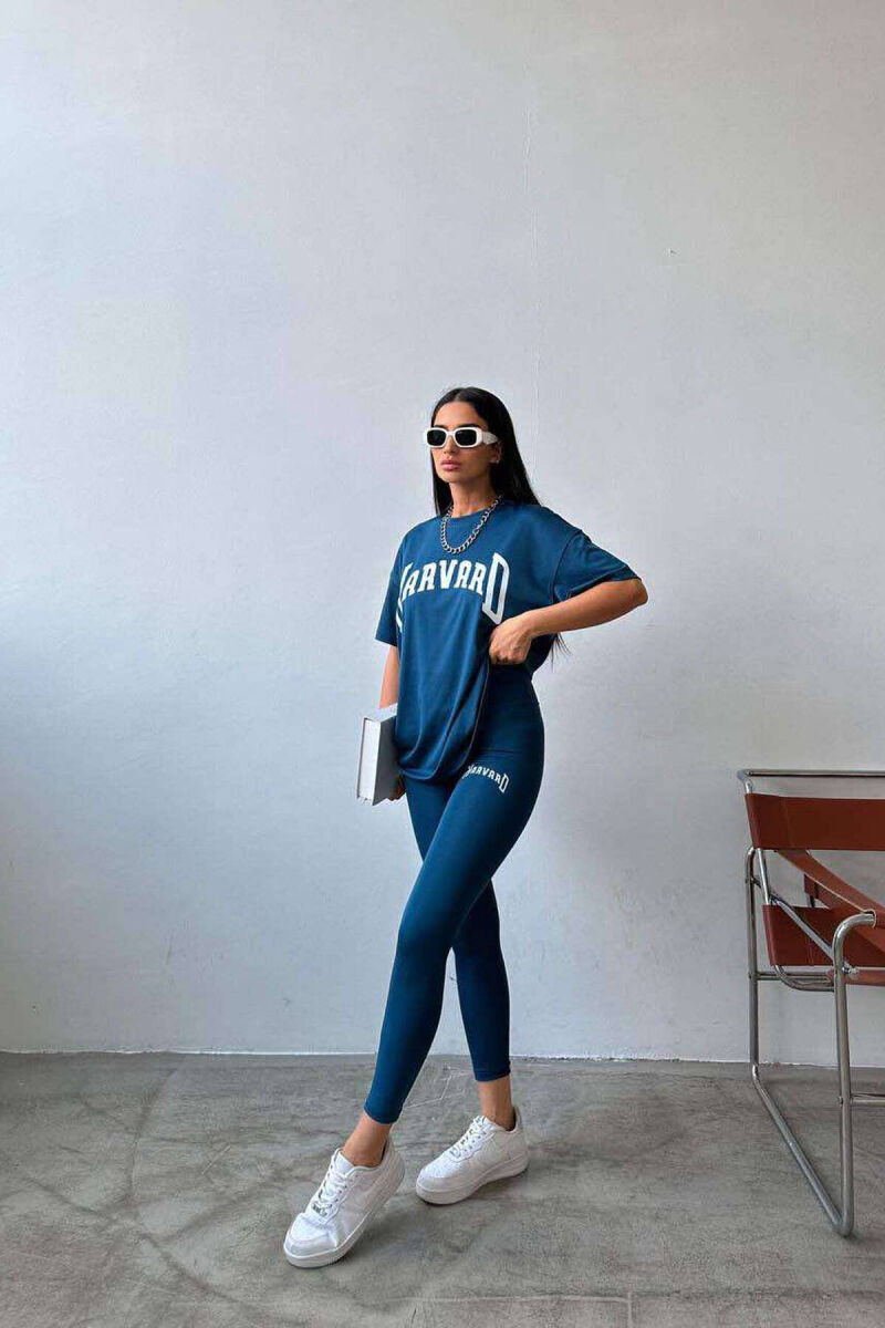 HARVARD ELASTIC T-SHIRT+LEGGINGS WOMEN SET BLUE/BLU - 3