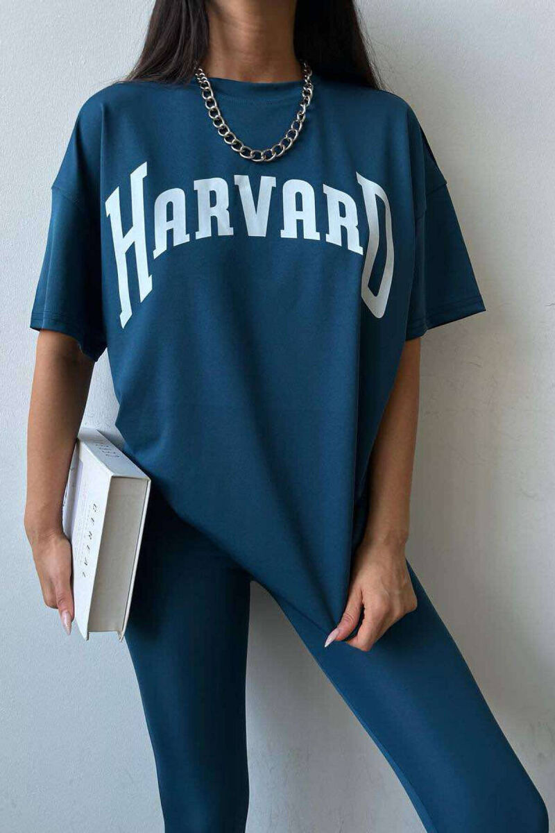 HARVARD ELASTIC T-SHIRT+LEGGINGS WOMEN SET BLUE/BLU - 5