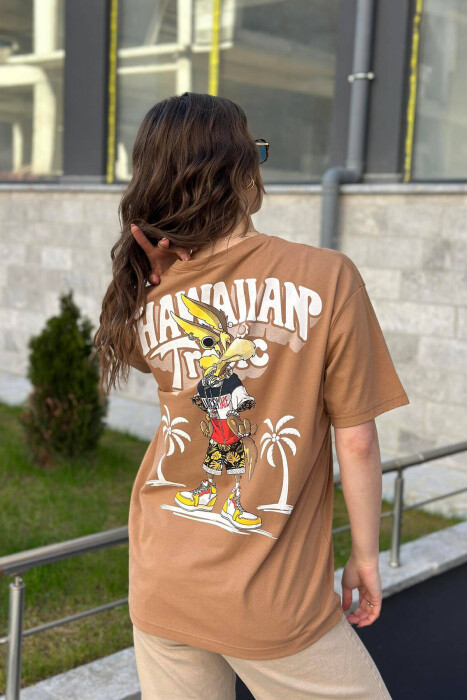 HAWAIAN TROPIC COTTON WOMAN T-SHIRT LIGHT BROWN/KAZB - 2