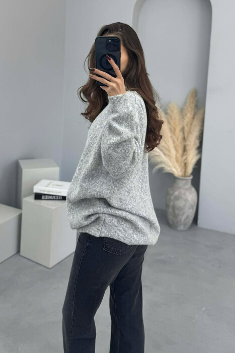 HEART DETAIL SIMPLE WOMEN CARDIGAN LIGHT GREY/GZ - 3
