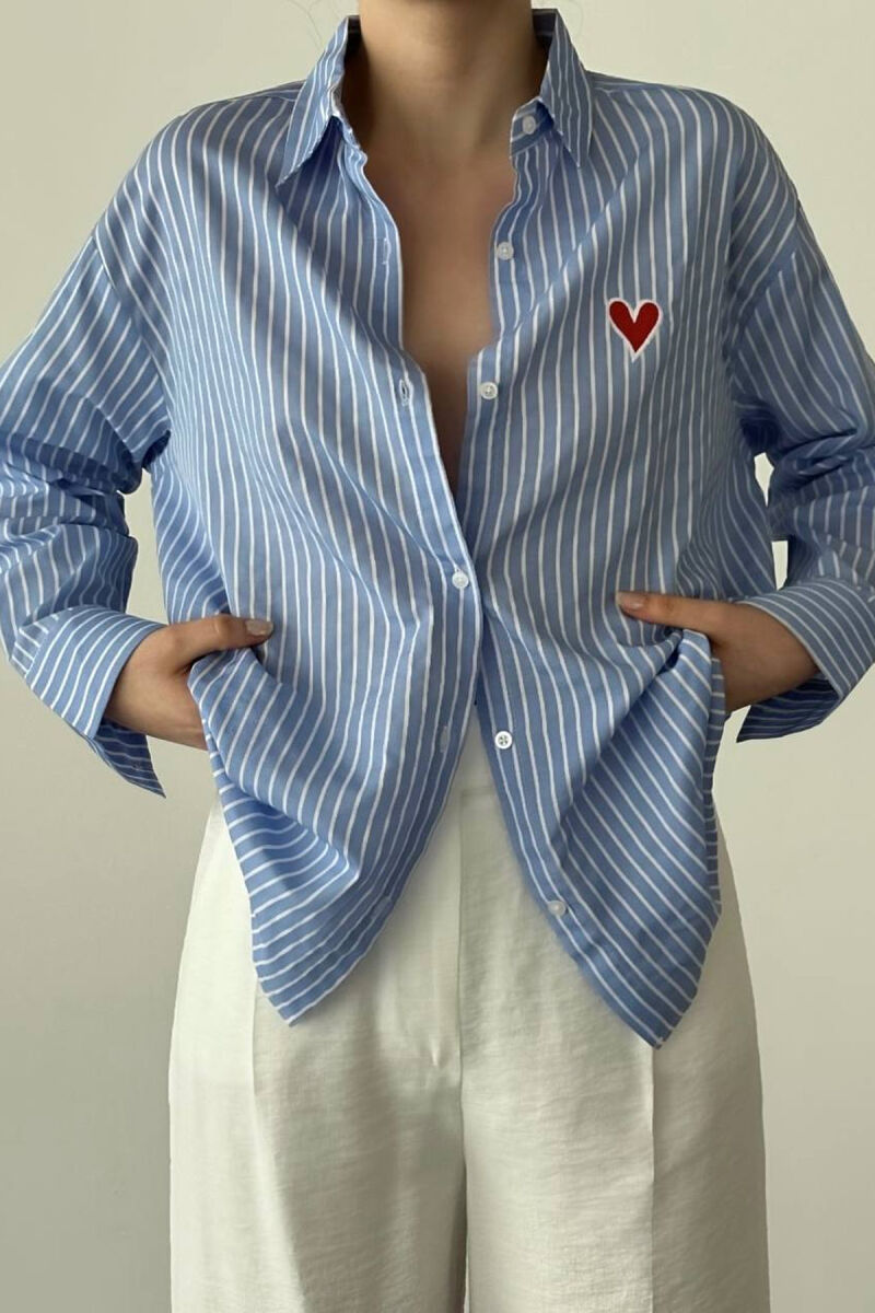 HEART LINES WOMAN SHIRT LIGHTBLUE/BZ - 2