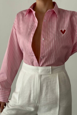 HEART LINES WOMAN SHIRT PINK/ROZE 