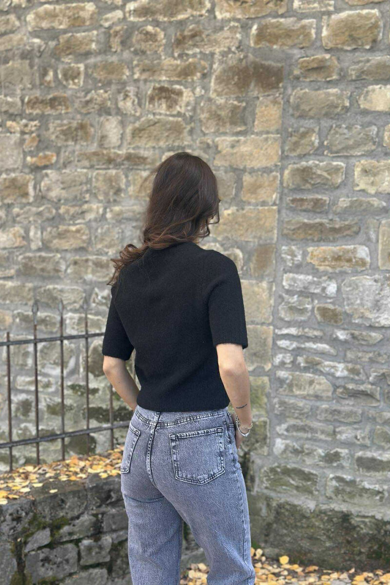 HEART LOGO SHORT SLEEVES WOMEN SWEATER BLACK/ E ZEZE - 7