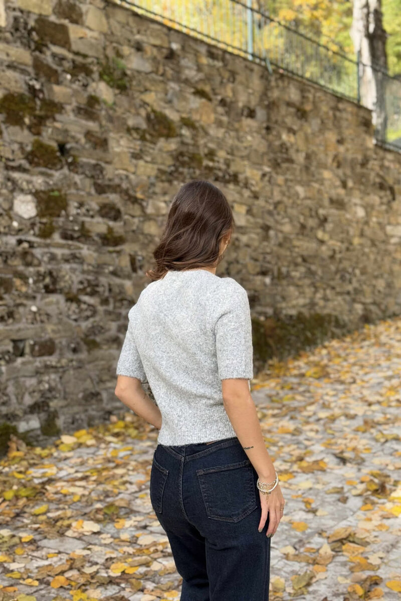 HEART LOGO SHORT SLEEVES WOMEN SWEATER GREY/GRI - 7