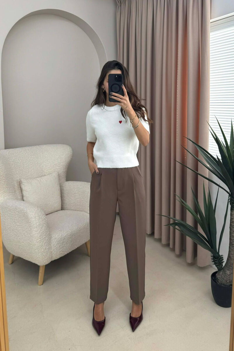 HEART LOGO SHORT SLEEVES WOMEN SWEATER WHITE-E BARDHE - 2