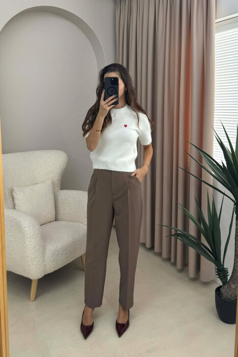 HEART LOGO SHORT SLEEVES WOMEN SWEATER WHITE-E BARDHE - 8