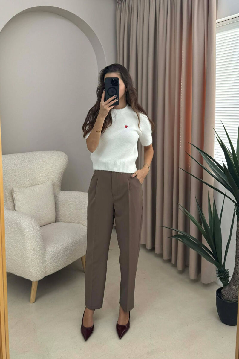 HEART LOGO SHORT SLEEVES WOMEN SWEATER WHITE-E BARDHE - 8