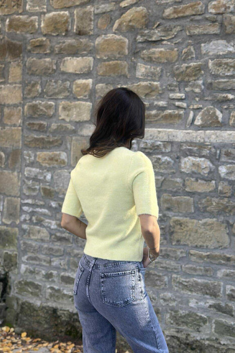 HEART LOGO SHORT SLEEVES WOMEN SWEATER YELLOW/E VERDHE - 3