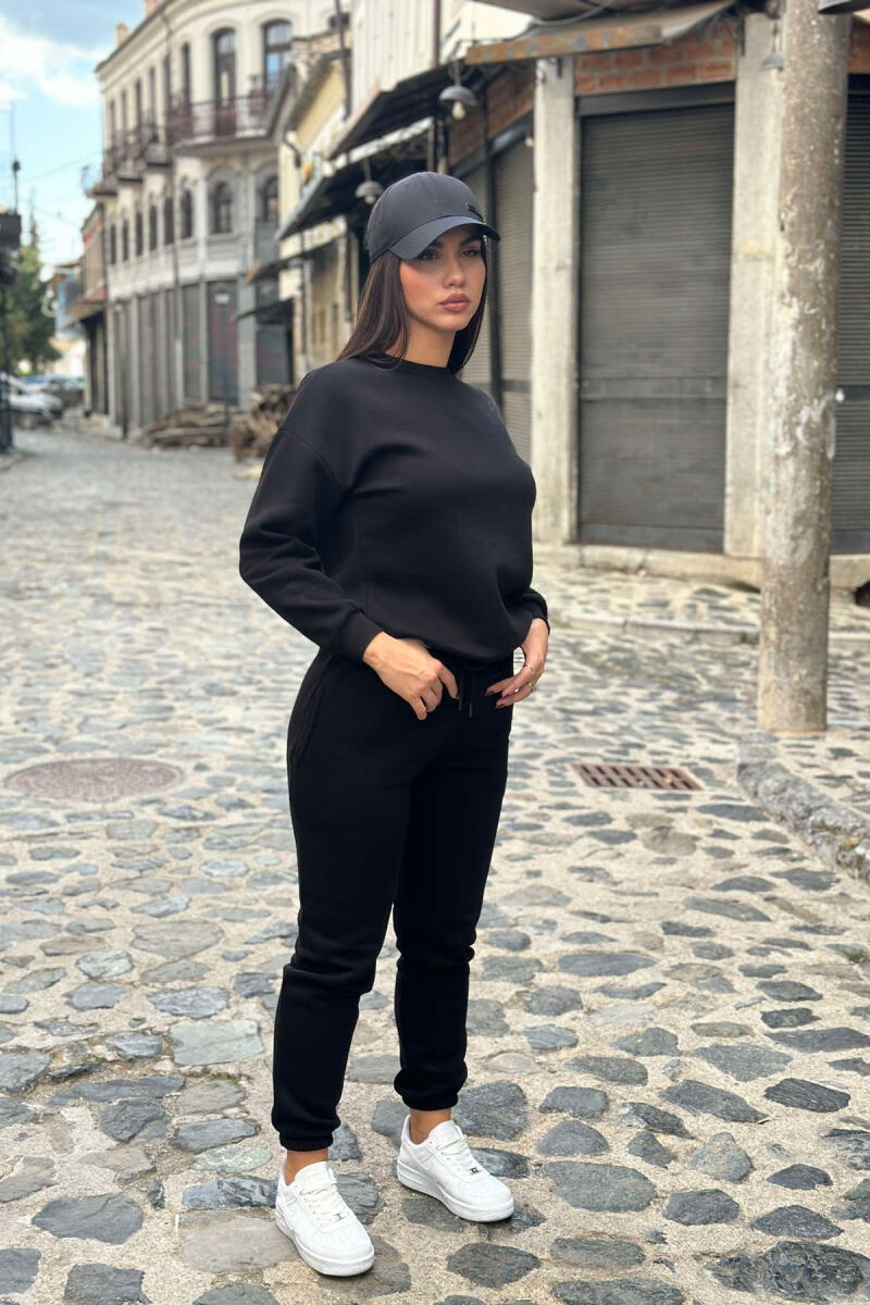 HEART LOGO SWEATSHIRT+JOGGERS WOMEN SET BLACK/ E ZEZE - 5