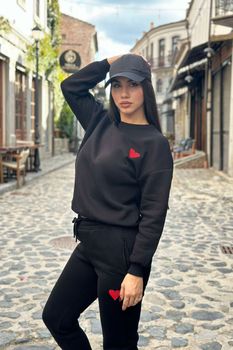 HEART LOGO SWEATSHIRT+JOGGERS WOMEN SET BLACK/ E ZEZE - 6