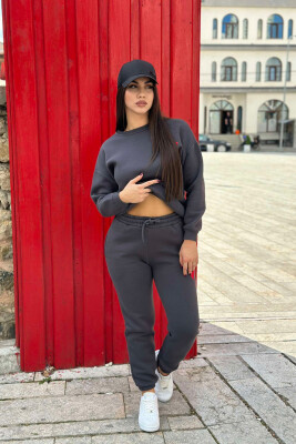 HEART LOGO SWEATSHIRT+JOGGERS WOMEN SET DARK GREY/GEE 