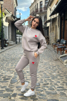 HEART LOGO SWEATSHIRT+JOGGERS WOMEN SET GREY/GRI 