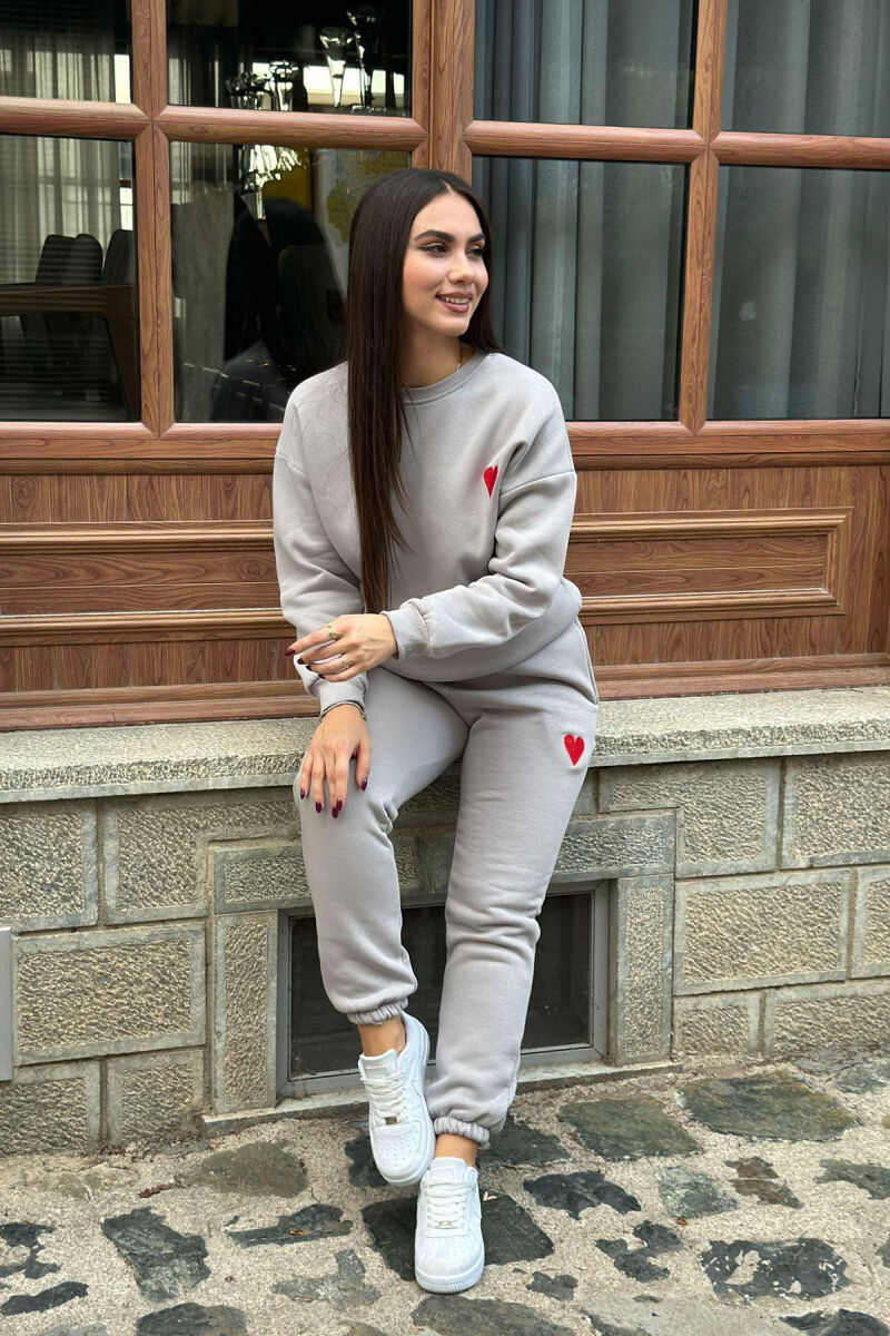 HEART LOGO SWEATSHIRT+JOGGERS WOMEN SET GREY/GRI - 3