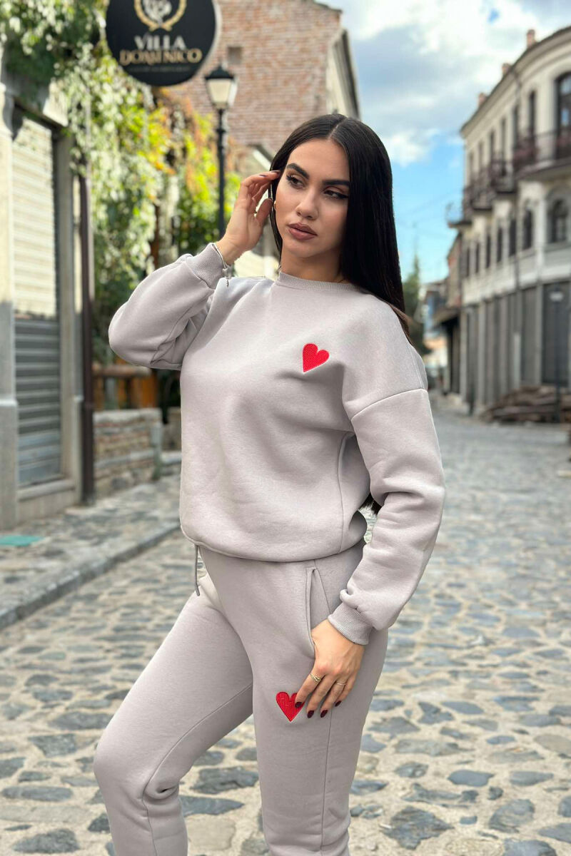 HEART LOGO SWEATSHIRT+JOGGERS WOMEN SET GREY/GRI - 4