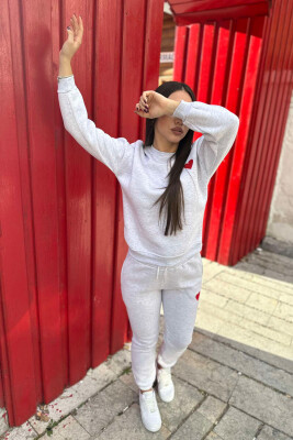 HEART LOGO SWEATSHIRT+JOGGERS WOMEN SET LIGHT GREY/GZ 