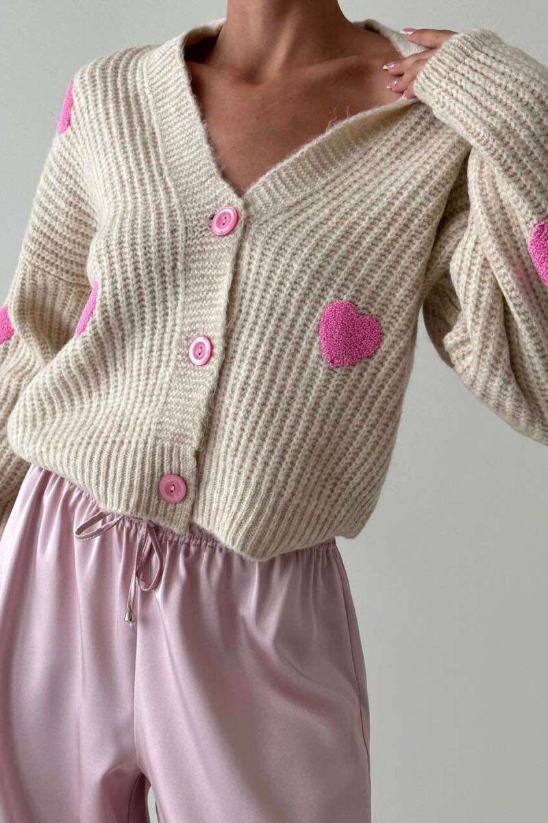 HEARTS DETAIL WOMEN CARDIGAN BEIGE/BEZHE - 1