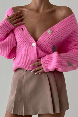 HEARTS DETAIL WOMEN CARDIGAN PINK/ROZE 