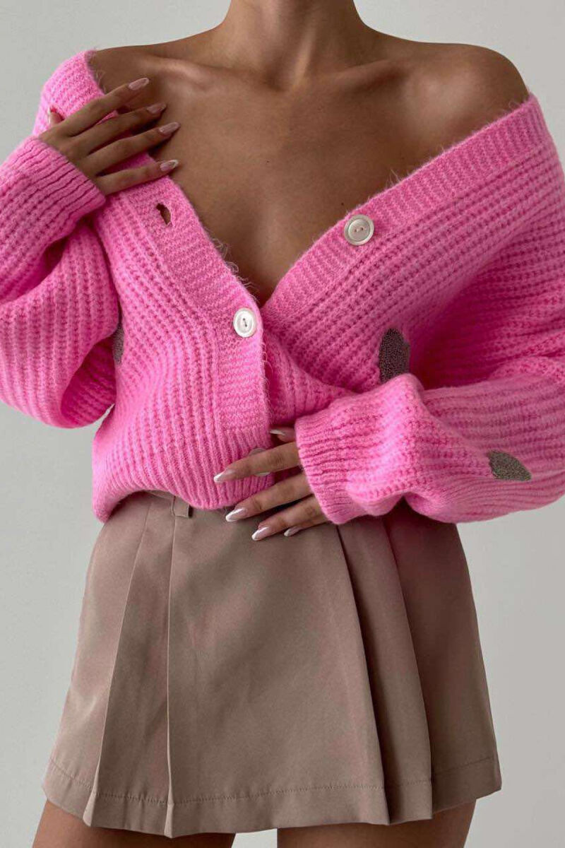 HEARTS DETAIL WOMEN CARDIGAN PINK/ROZE - 1