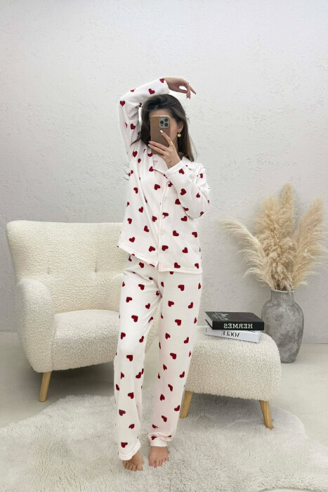 HEARTS DESIGN SHIRT+ TROUSERS WOMEN PYJAMAS PINK/ROZE 