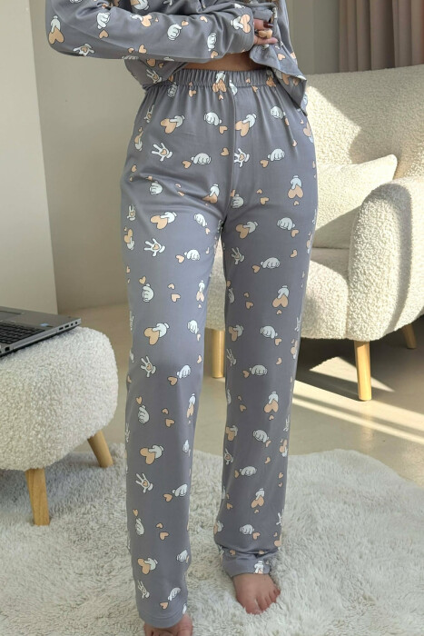 HEARTS DESIGN SHIRT+TROUSERS WOMEN PYJAMAS GREY/GRI - 5