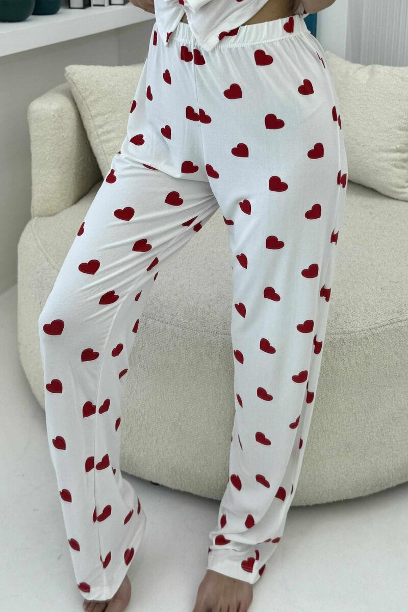 HEARTS DESIGN SHIRT+TROUSERS WOMEN PYJAMAS WHITE-E BARDHE - 4