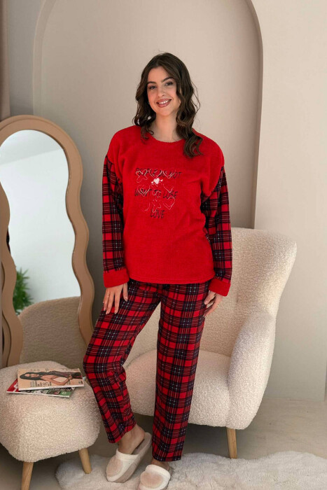 HEARTS DESIGN WRITTINGS WOMEN PYJAMAS RED/E KUQE - 2