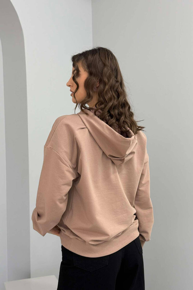 HEARTS DETAIL WOMEN HOODIE BEIGE/BEZHE - 2