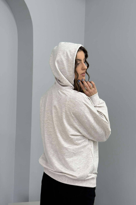 HEARTS DETAIL WOMEN HOODIE LIGHT GREY/GZ - 3