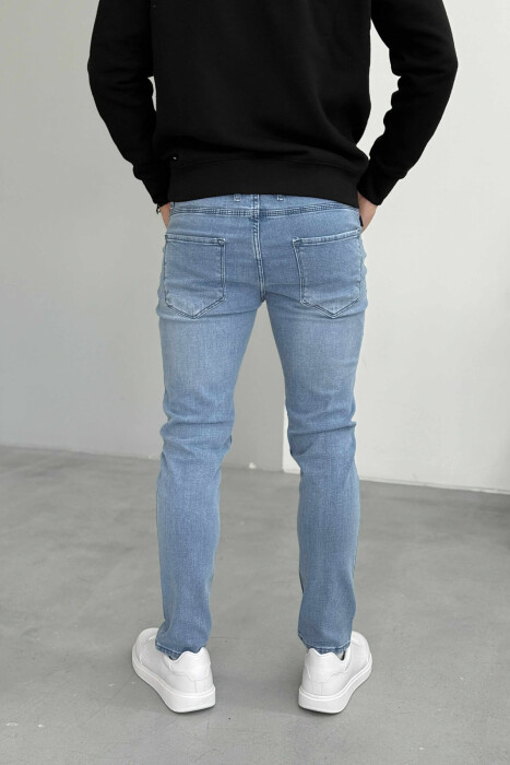 HIDDEN BUTTON FLY STRAIGHT LEG MEN JEANS LIGHT BLUE-LIGHT BLUE/BZ-BZ - 3