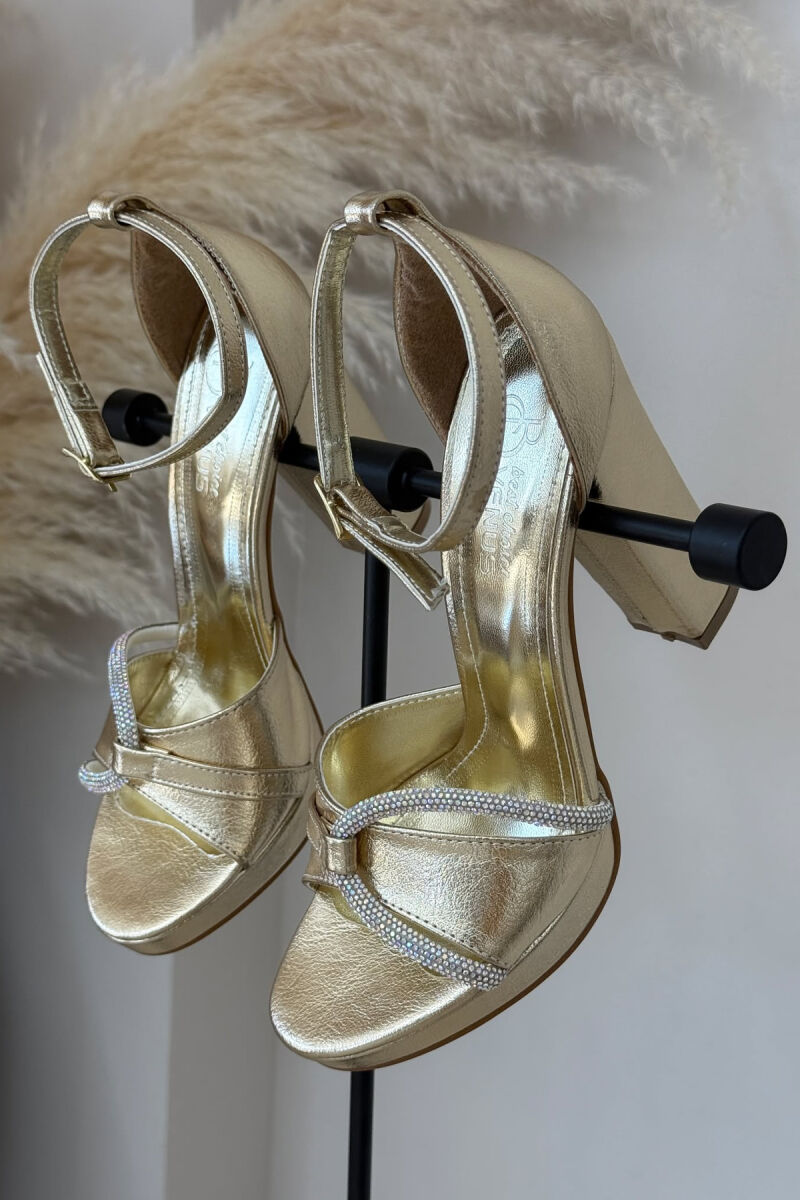 HIGH HEEL DIAMOND DETAILS WOMEN SANDALS GOLDEN ROD/GOLD - 1