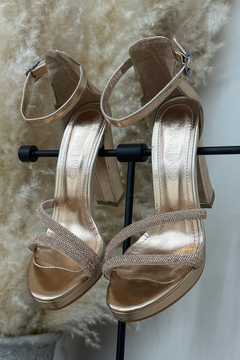 HIGH HEEL DIAMOND DETAILS WOMEN SANDALS GOLDEN ROD/GOLD - 1
