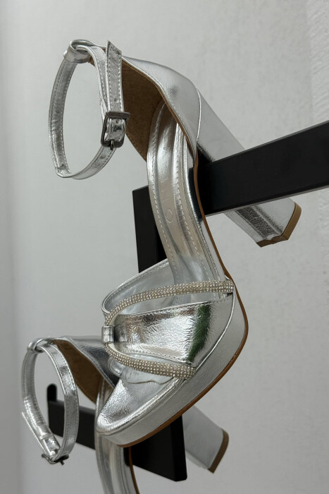 HIGH HEEL DIAMOND DETAILS WOMEN SANDALS GREY/GRI 