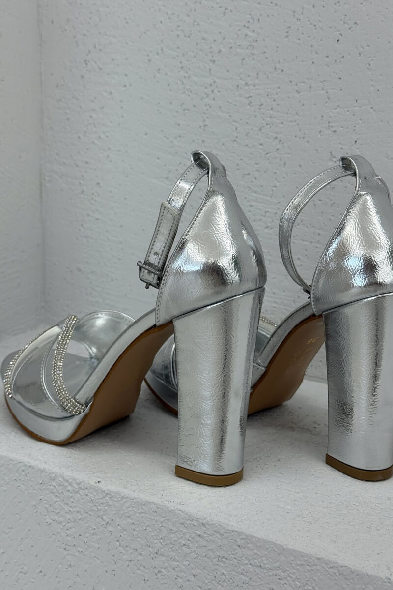 HIGH HEEL DIAMOND DETAILS WOMEN SANDALS GREY/GRI - 2