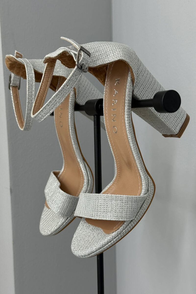 HIGH HEEL ONE COLOR LEATHER WOMEN SANDALS GREY/GRI - 3