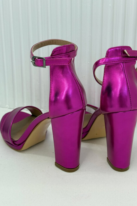 HIGH HEEL ONE COLOR LEATHER WOMEN SANDALS PINK/ROZE - 5