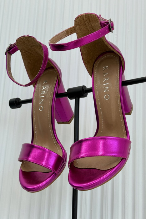 HIGH HEEL ONE COLOR LEATHER WOMEN SANDALS PINK/ROZE - 6