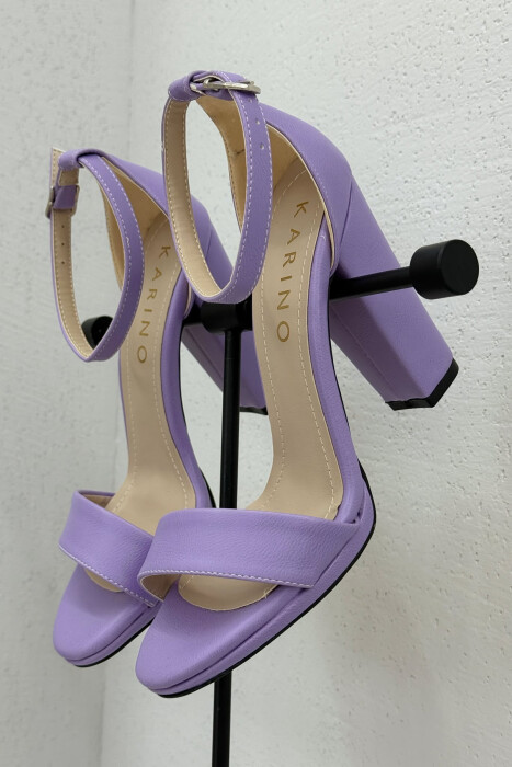 HIGH HEEL ONE COLOR LEATHER WOMEN SANDALS PURPLE/LEJLA - 4