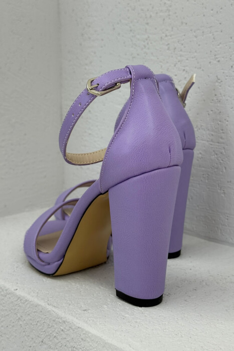 HIGH HEEL ONE COLOR LEATHER WOMEN SANDALS PURPLE/LEJLA - 5