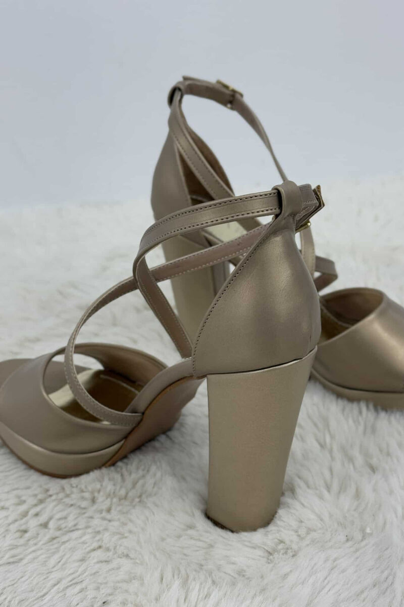 HIGH HEEL ONE COLOR WOMEN SANDALS GOLDEN ROD/GOLD - 4