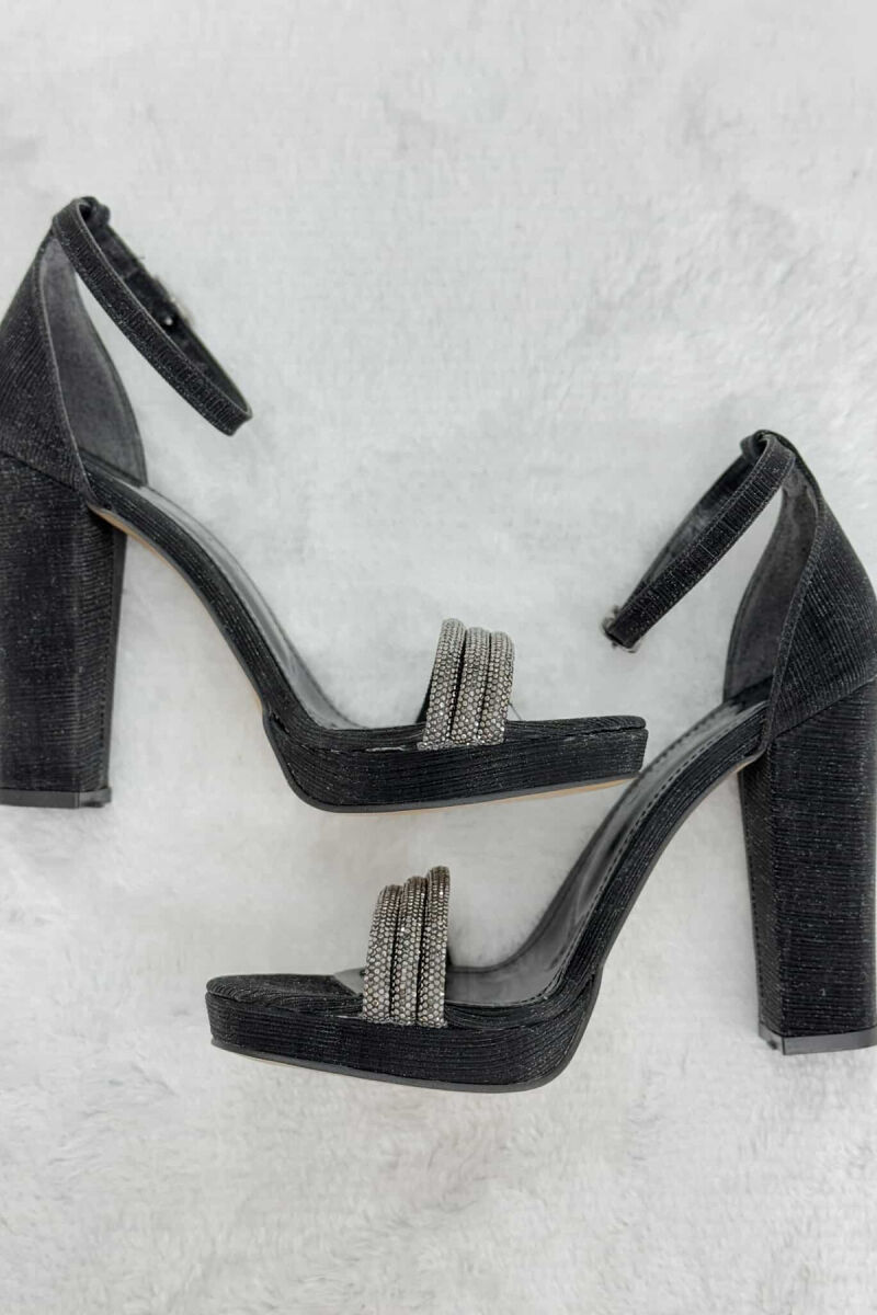 HIGH HEEL SHINNY WOMEN SANDALS BLACK/ E ZEZE - 3