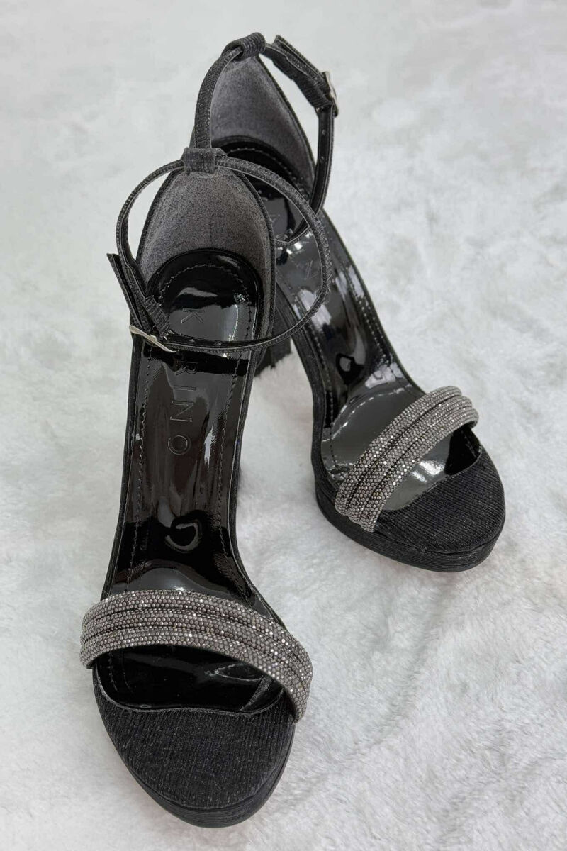 HIGH HEEL SHINNY WOMEN SANDALS BLACK/ E ZEZE - 4