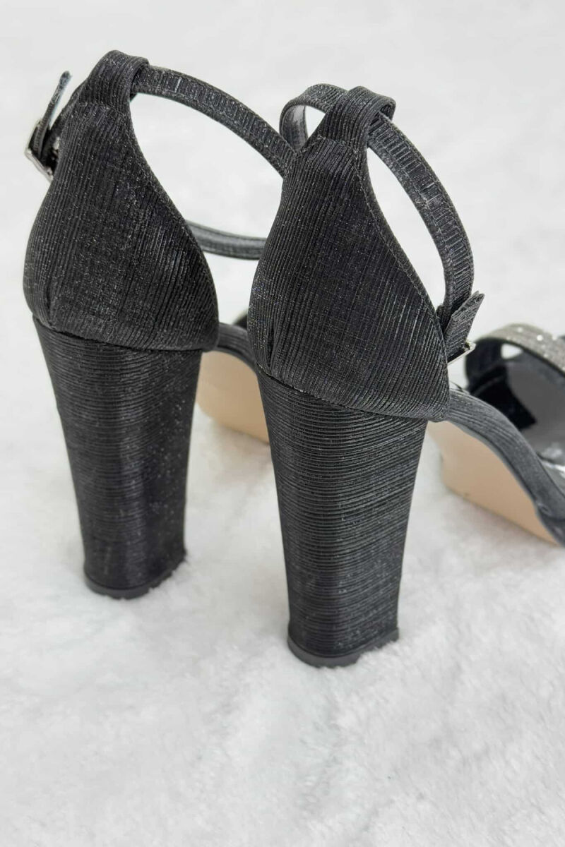 HIGH HEEL SHINNY WOMEN SANDALS BLACK/ E ZEZE - 5