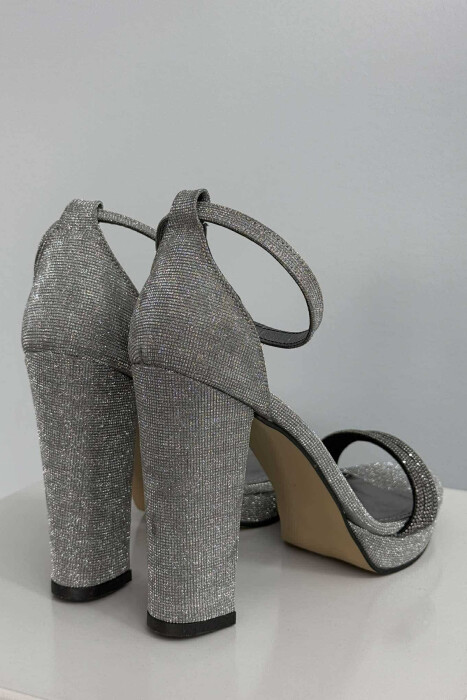 HIGH HEEL SHINNY WOMEN SANDALS SILVER/ARGJEND - 6
