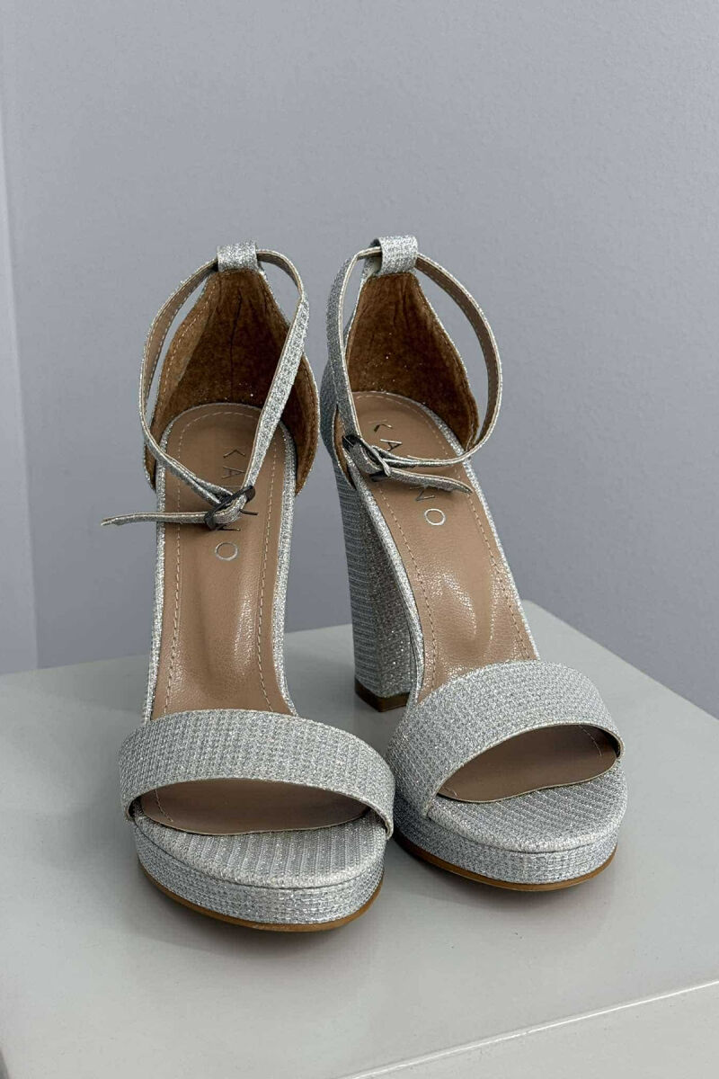 HIGH HEEL SHINNY WOMEN SANDALS SILVER/ARGJEND - 4