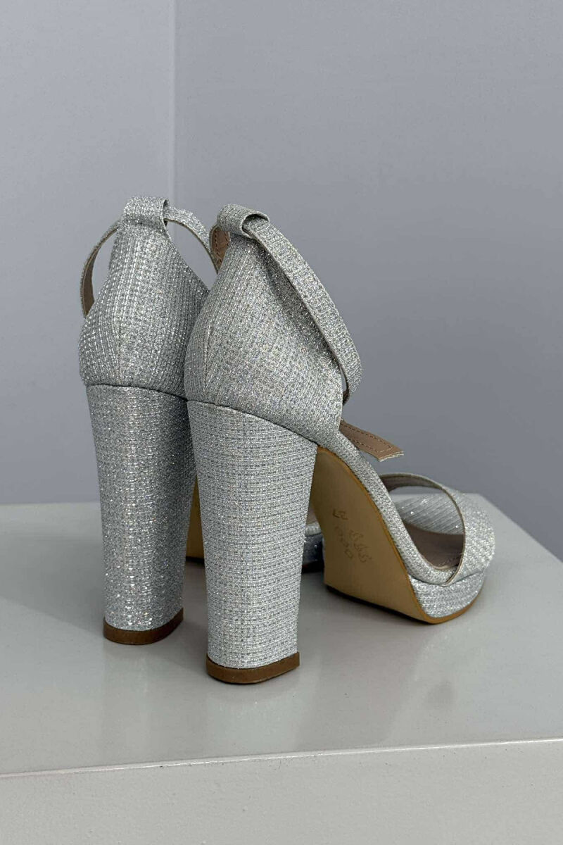 HIGH HEEL SHINNY WOMEN SANDALS SILVER/ARGJEND - 5