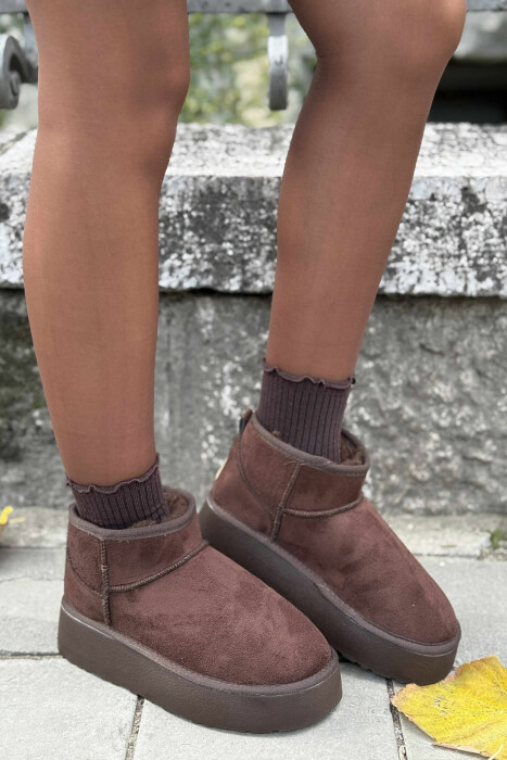 HIGH HEEL SIMPLE WOMEN UGG DARK BROWN/KAE - KLAUDIO FASHION