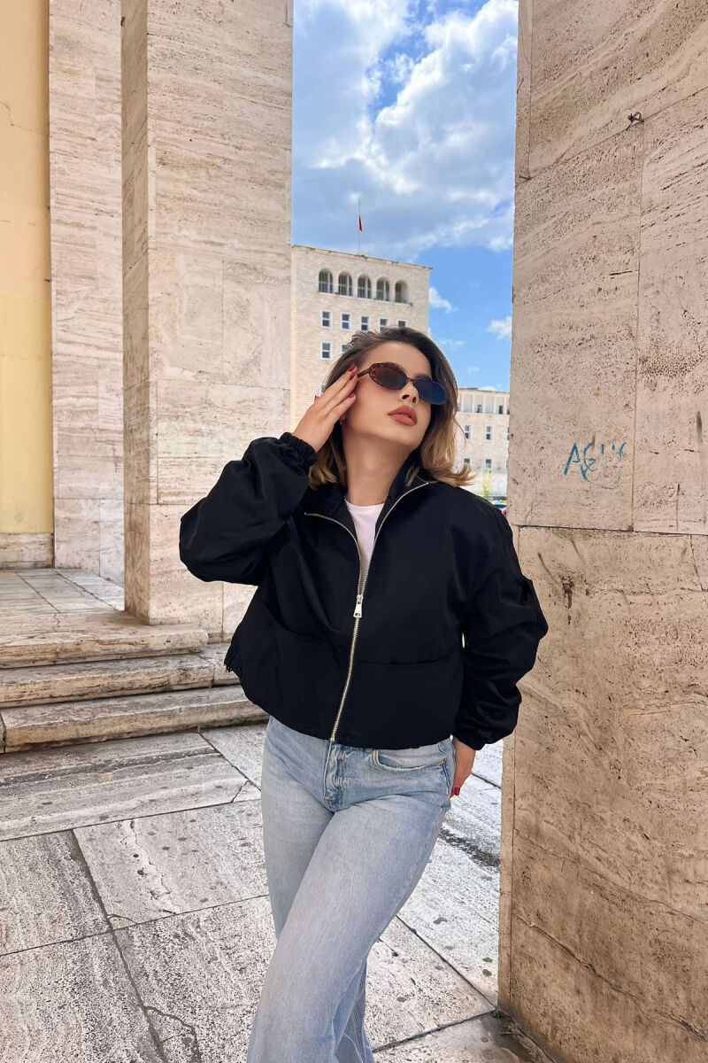 HIGH NECK CROPPED WOMEN JACKET BLACK/ E ZEZE - 5