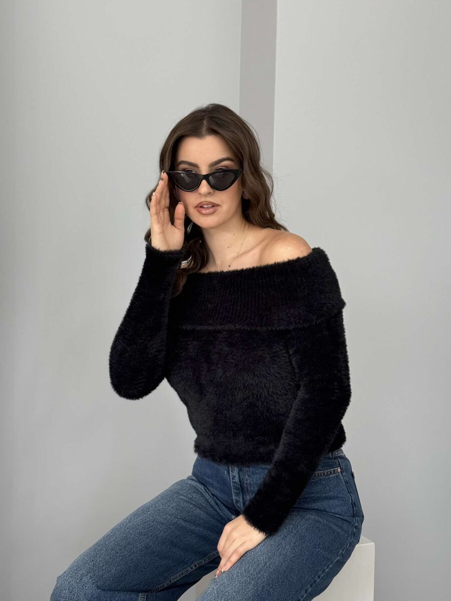 HIGH NECK FLUFFY WOMEN SWEATER BLACK/ E ZEZE - 3